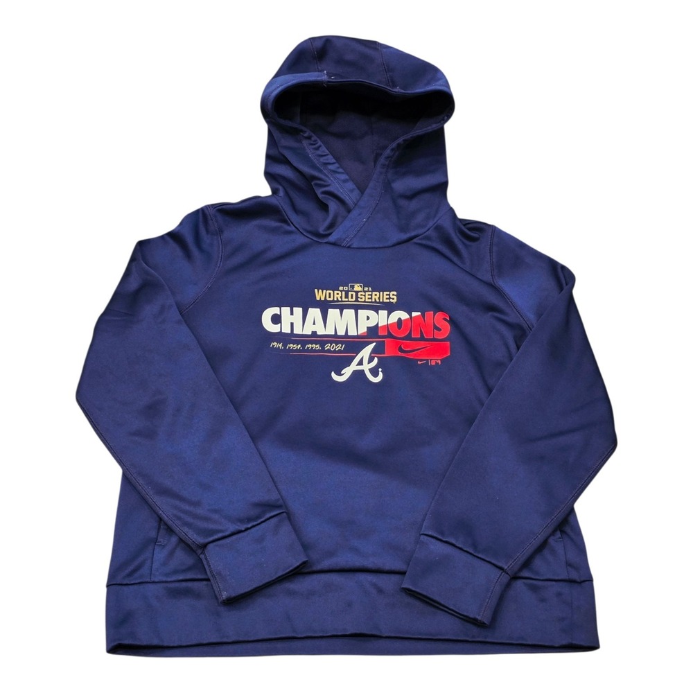 Women's Nike Atlanta Braves World Series Champions Hoodie Navy Blue Sz Large